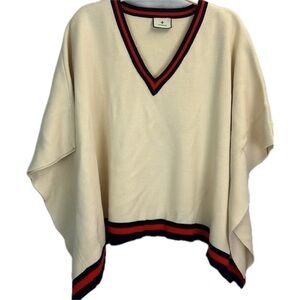 Tuckernuck Camden Soft Knit Poncho Cape V-Neck Ivory One Size